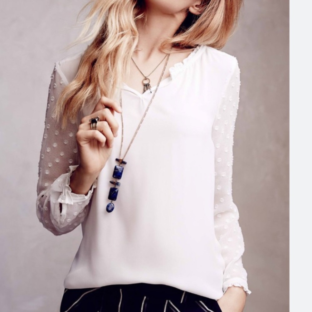 Anthropologie HD in Paris Josie Clipper Chiffon Sleeves Blouse Size 2